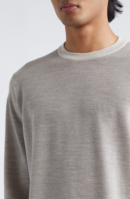 Shop John Smedley Singular Merino Wool Crewneck Sweater In Grey Fleece/mushroom