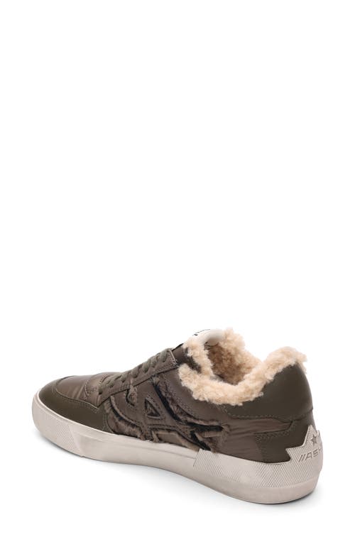 Shop Ash Malibu Faux Fur Trim Sneaker In Military/military