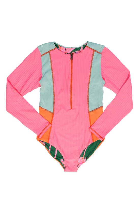 Maaji Kids' Sea Pink Miku Long Sleeve One-piece Rashguard Swimsuit