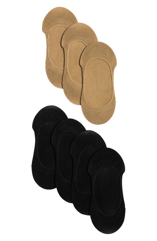 Memoi 7-pack Microliner No-show Socks In Brown-black-tan