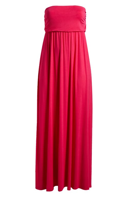 Shop 24seven Comfort Apparel Strapless Maxi Dress In Pink