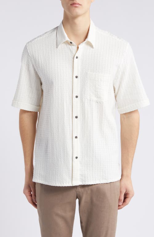 Cotton Short Sleeve Button-Up Shirt in White