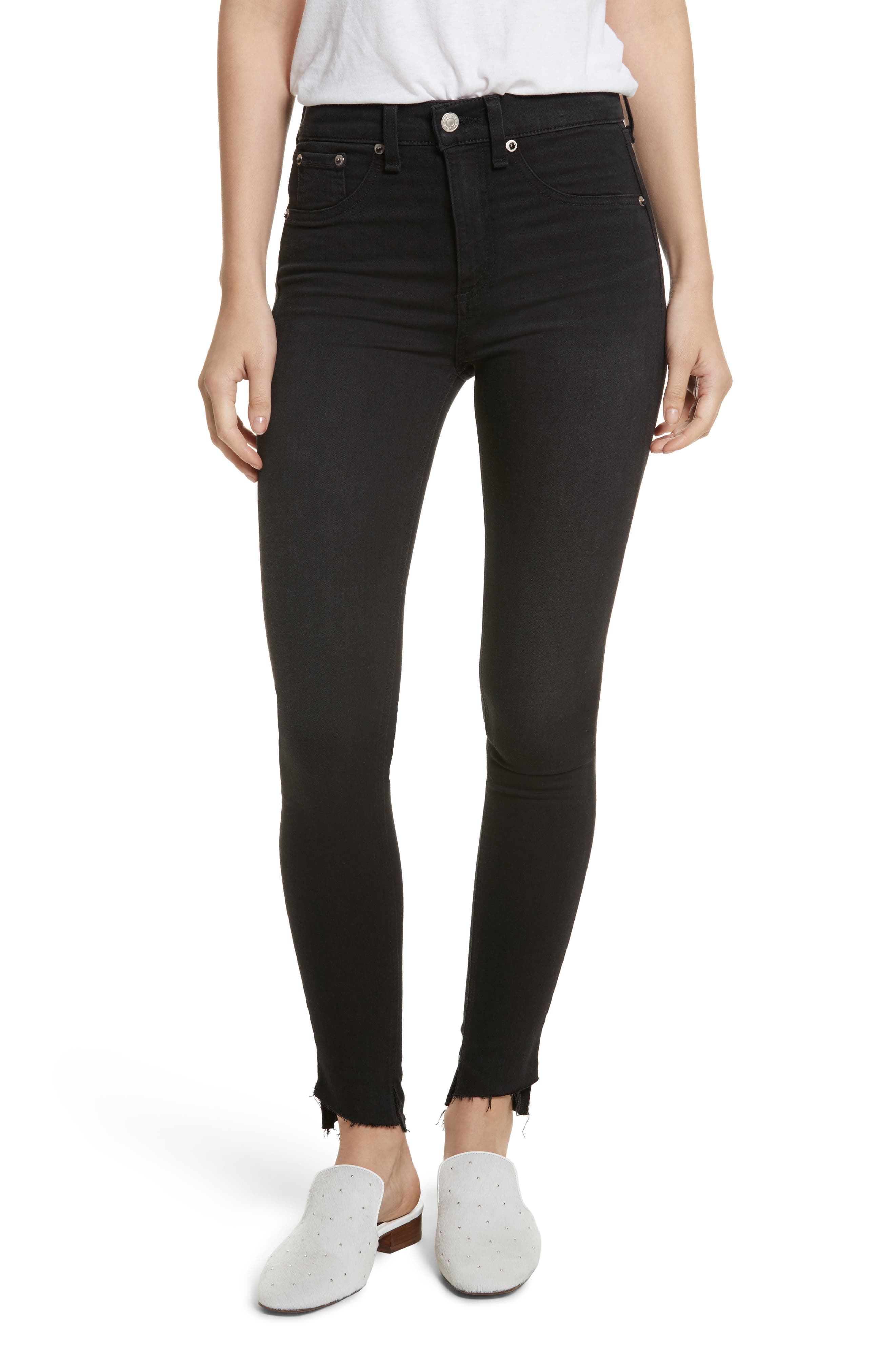 rag and bone black high rise skinny