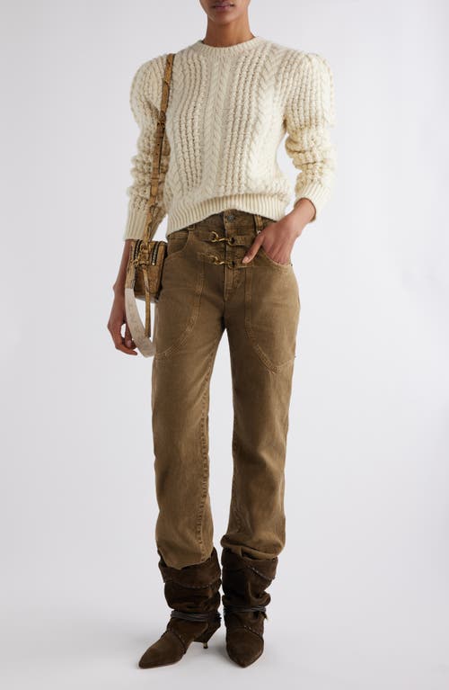 Shop Isabel Marant Otilia Wool Cable Stitch Sweater In Ecru