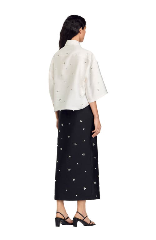 Shop Sandro Shirt Embellished With Rhinestones In White