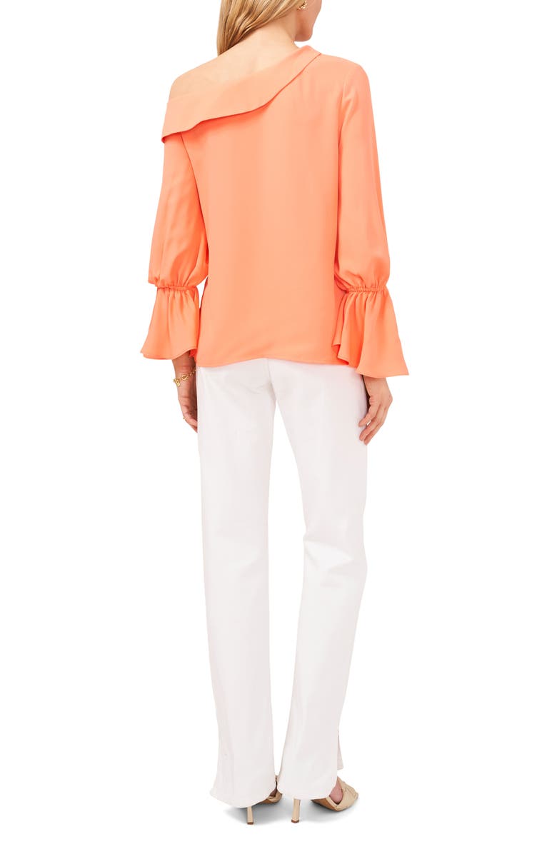 VINCE CAMUTO One-Shoulder Bell Sleeve Blouse, Main, color, CORAL