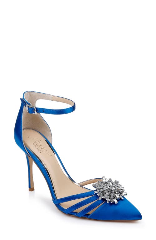 Violette Ankle Strap Pointed Toe Pump in Electric Blue