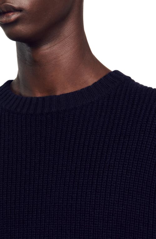 Shop Sandro Rib Knit Sweater In Navy Blue