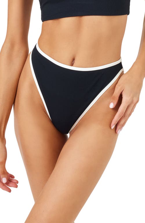 L*space Lspace Kourt High Waist Bikini Bottoms In Black/cream