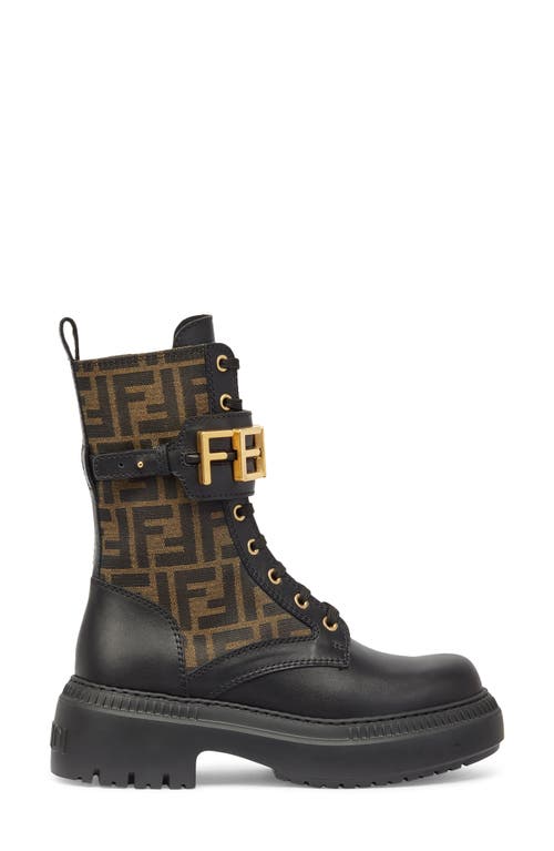 Shop Fendi Graphy Biker Boot In Black/brown