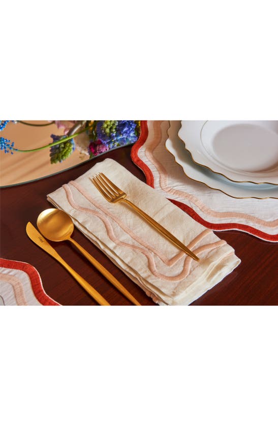 Misette Colorblock Linen Four-piece Napkin Set In Color Block Pink