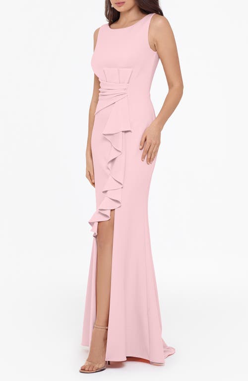 Betsy & Adam Ruffle Bow Gown In Rose