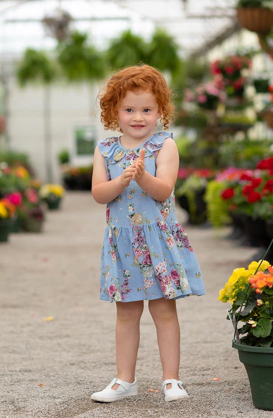 Shop Mabel + Honey Kids' Duchess Floral Dress In Blue