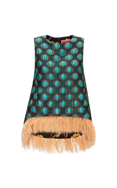 Shop La Doublej La Scala Top Jacquard Winter Sun Emerald