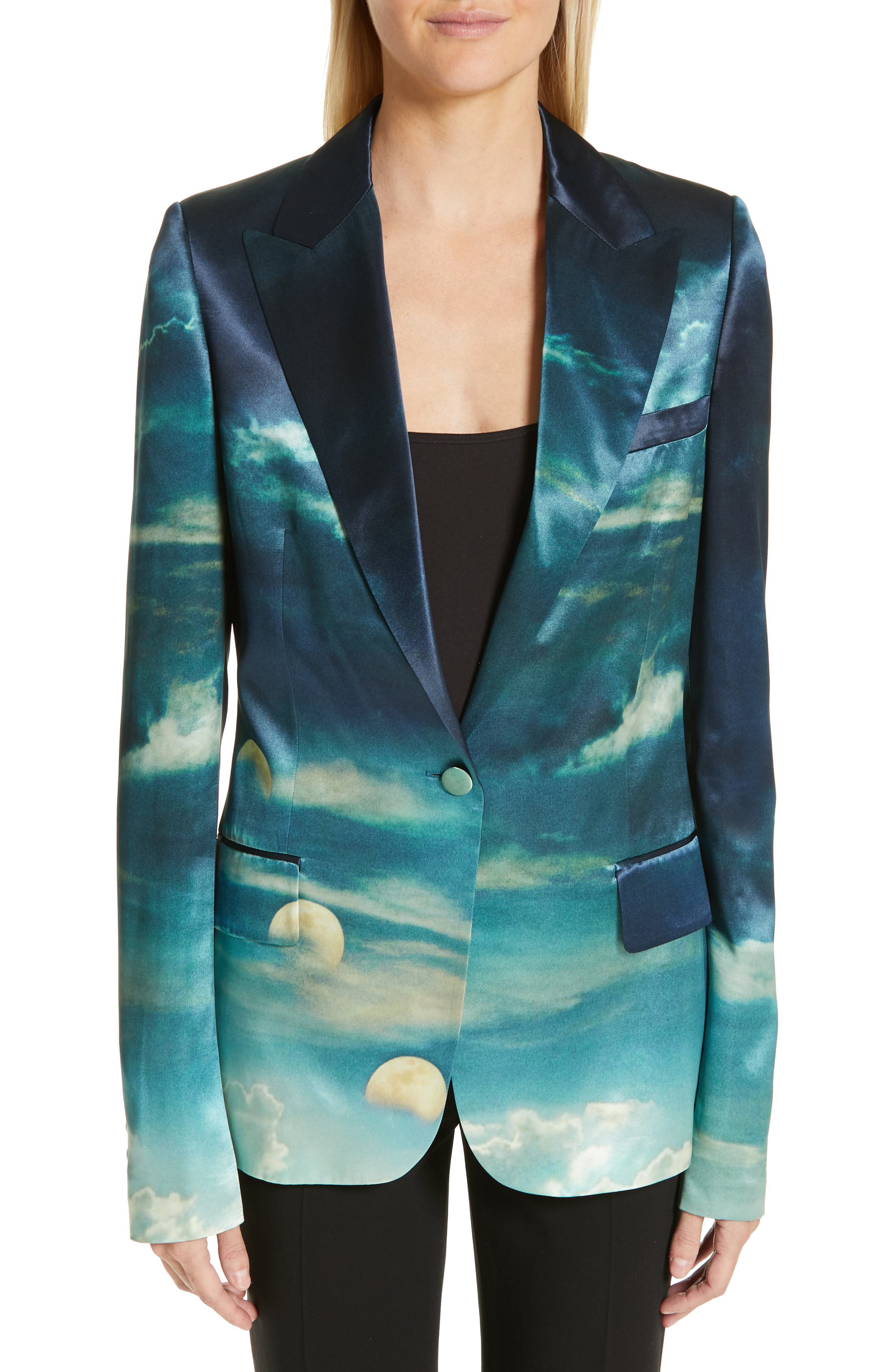 Stella McCartney Moon Print Satin Jacket | Nordstrom