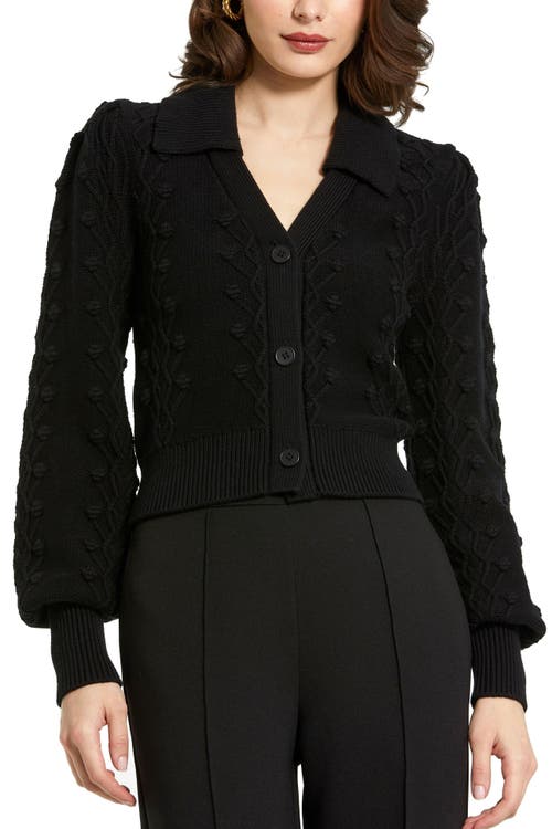 Mac Duggal Bobble Knit Button Up Cardigan In Black