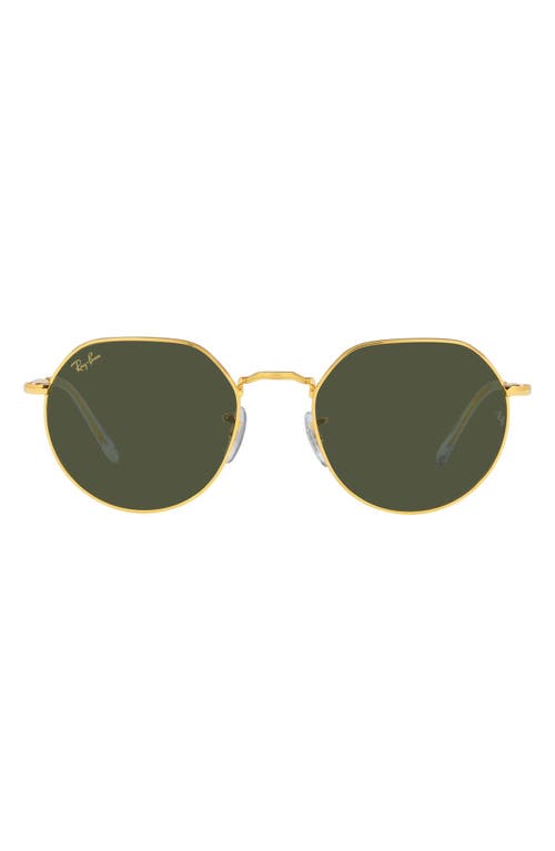 Shop Ray Ban Ray-ban Jack 53mm Round Sunglasses In Legend Gold/green