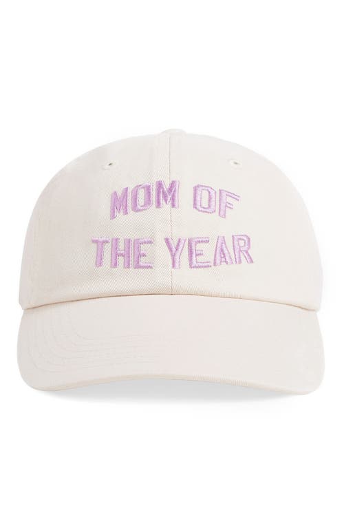 Mom of the Year Cotton Twill Baseball Cap in Khaki Lavender