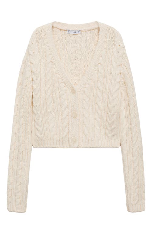 Mango Cable Stitch V-neck Cardigan In Ecru