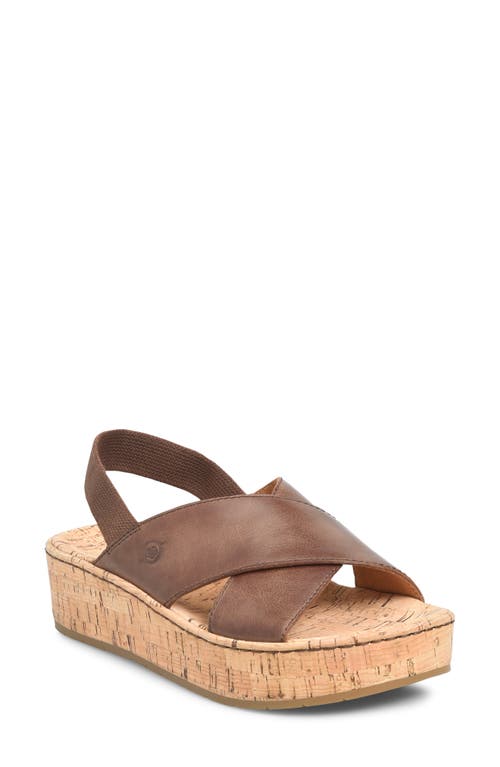 Sandra Slingback Platform Wedge Sandal in Dark Brown Leather