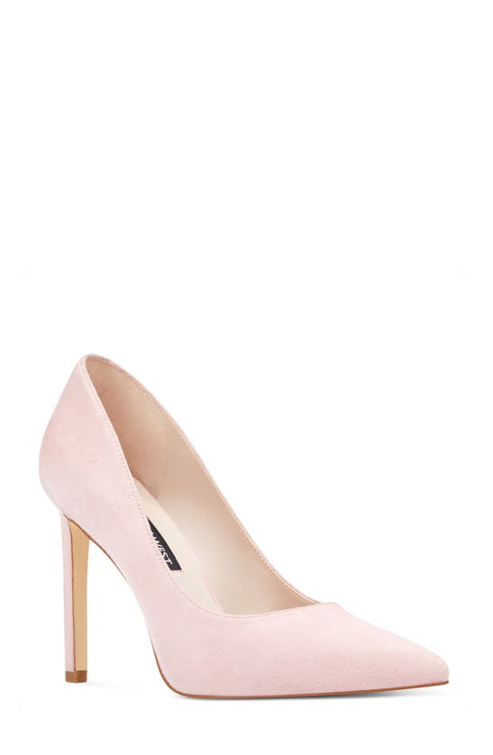 Nine West 'tatiana' Pointy Toe Pump In Light Pink Suede