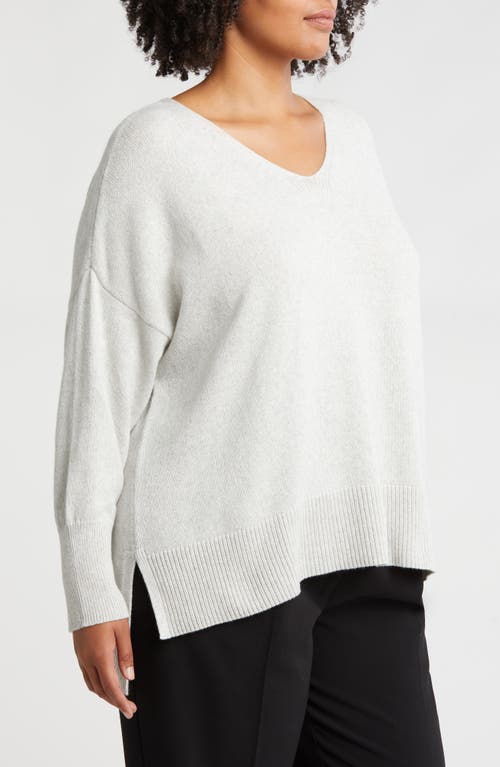 Shop Eileen Fisher V-neck Organic Cotton & Recycled Cashmere Blend Sweater In Sea Salt