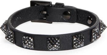 Valentino Garavani Crystal Rockstud Leather Bracelet | Nordstrom