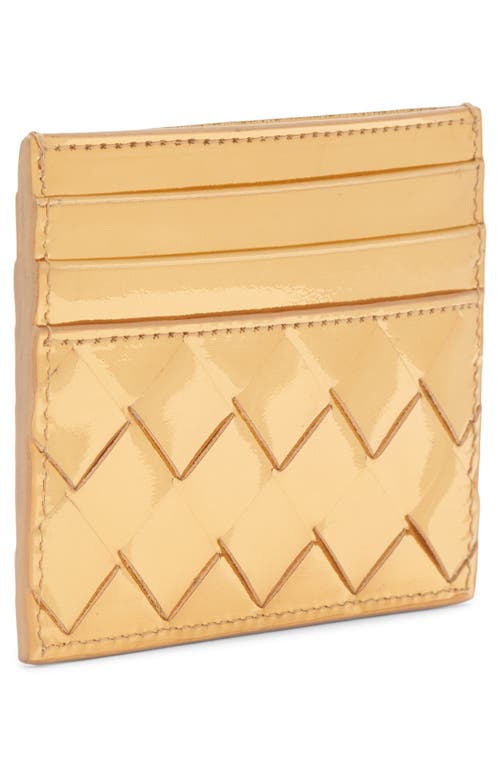 Bottega Veneta Intrecciato Credit Card Case In Gold/brass