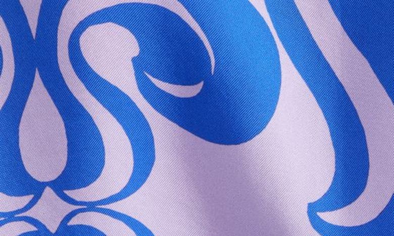 Shop Dries Van Noten Doralia Abstract Print Belted Silk Shirtdress In Blue 504