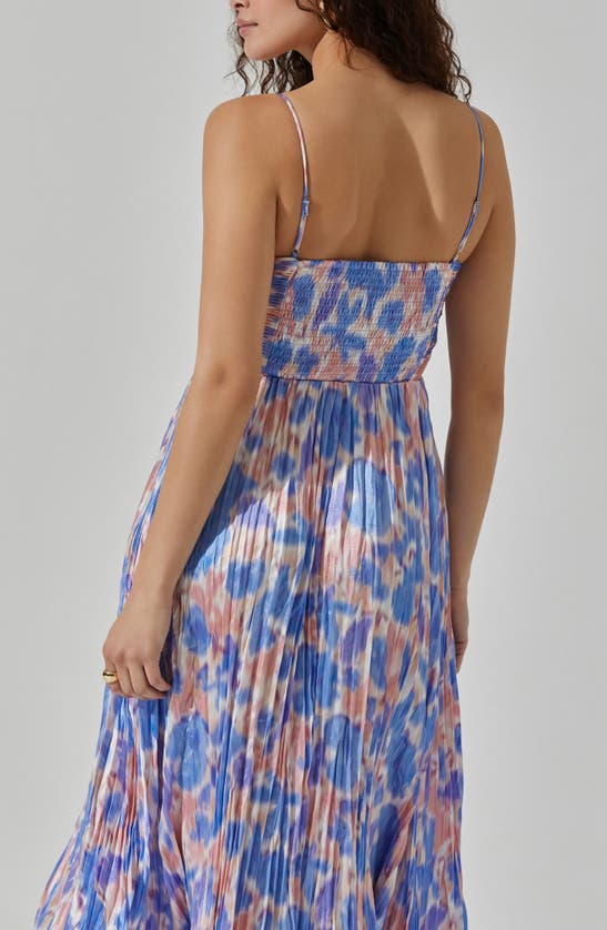 Shop Astr The Label Maeve Floral Midi Sundress In Pink Blue Abstract