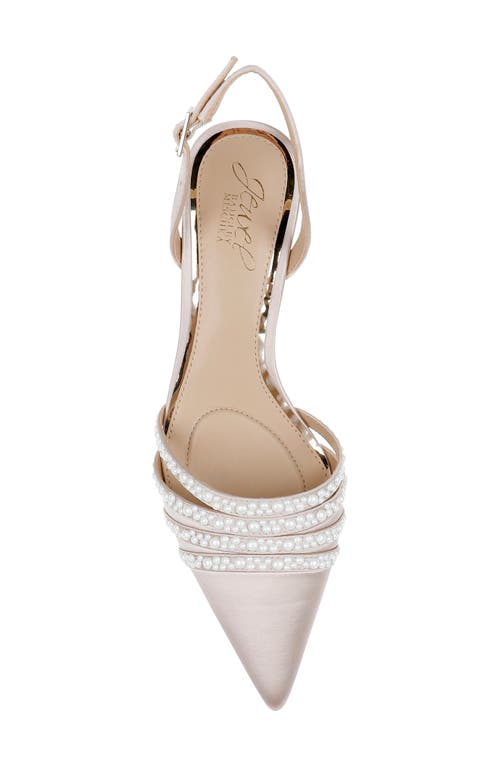 Shop Jewel Badgley Mischka Katalina Slingback Pointed Toe Kitten Heel Pump In Champagne Satin