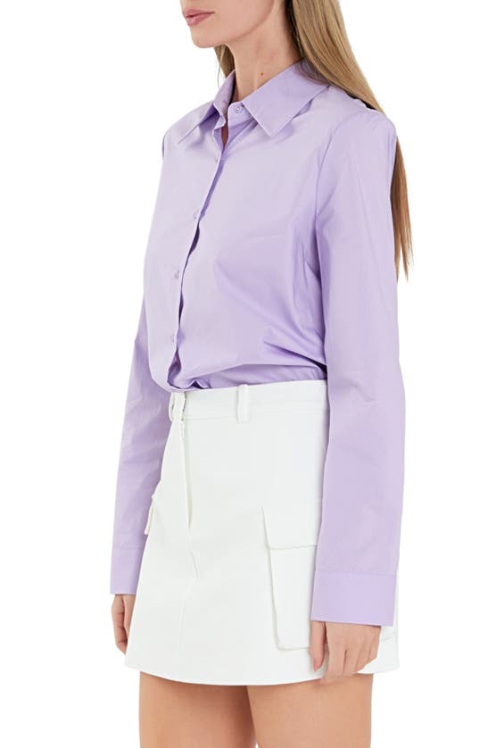 Shop English Factory Accent Collar Poplin Shirt In Lavender
