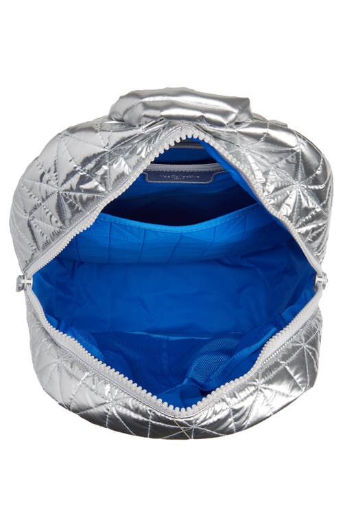 Veecollective Vee Water Repellent Quilted Nylon Backpack In Chrome Metallic