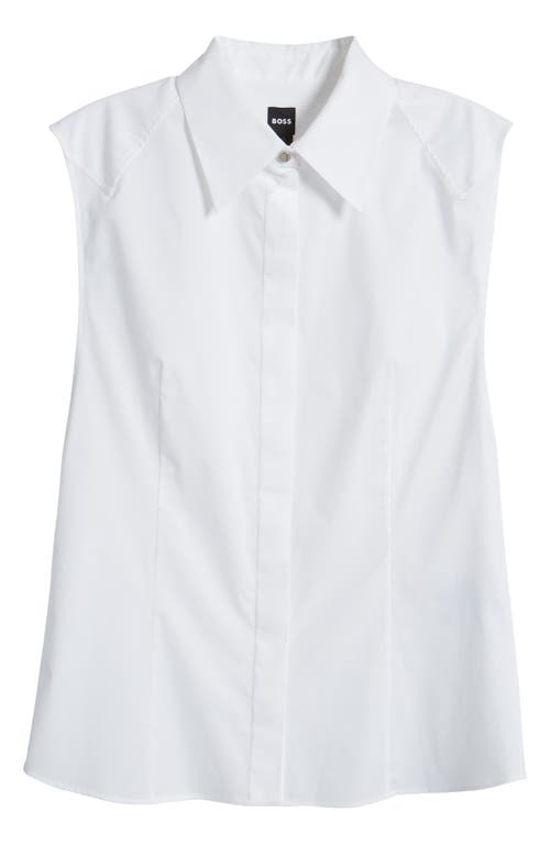Hugo Boss Bashiva Poplin Sleeveless Blouse In White