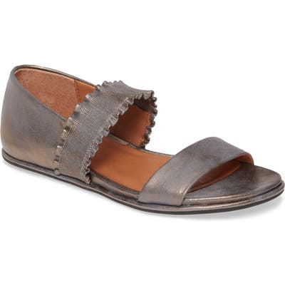 Gentle Souls By Kenneth Cole Lark Ruffle Strap Sandal- Metallic