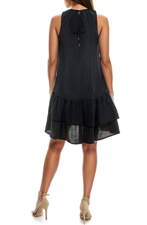 Shop Socialite Tiered Asymmetric Sleeveless Midi Dress In Black