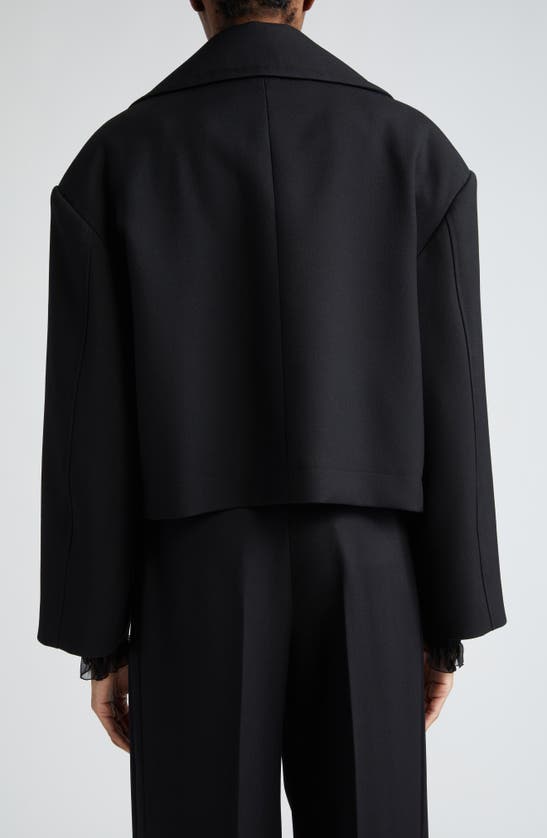 Shop Dolce & Gabbana Double Breasted Virgin Wool Twill Crop Jacket In Nero