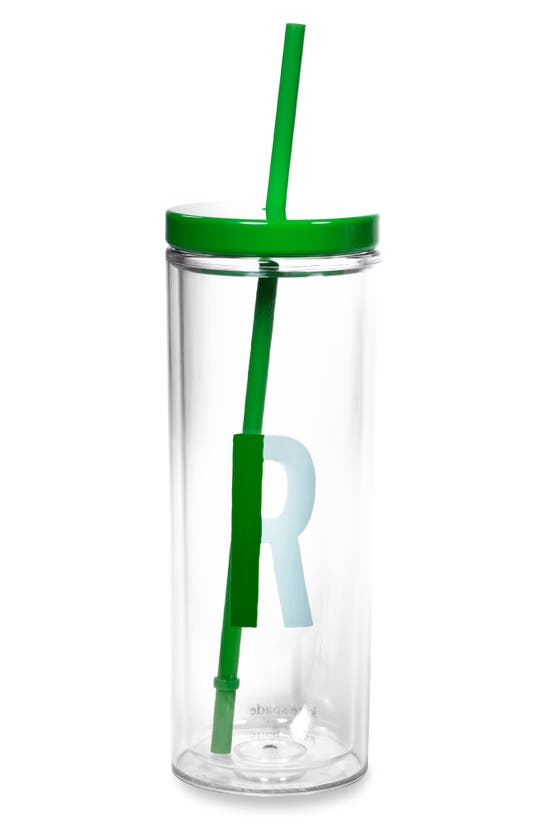 Shop Kate Spade Initial 'r' 20oz. Straw Tumbler In Green