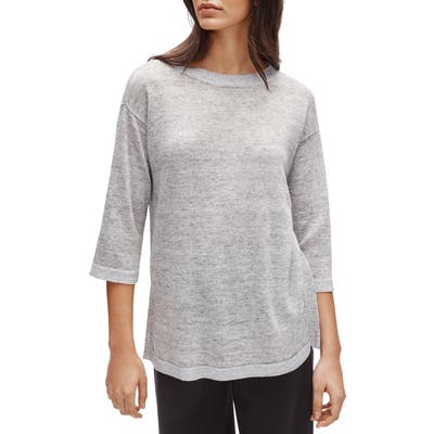 Eileen Fisher Crewneck Organic Linen Tunic Sweater