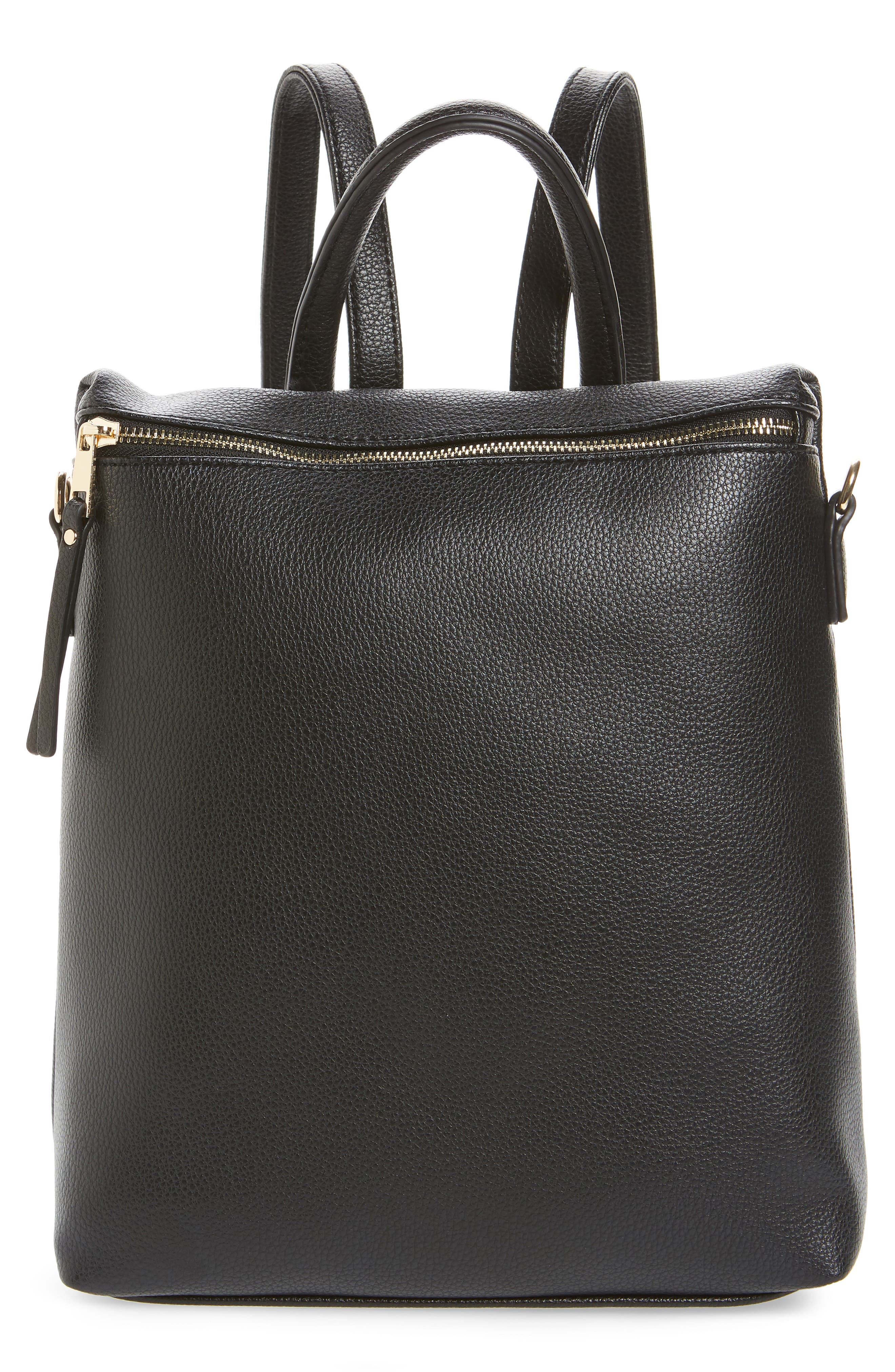 black square leather backpack