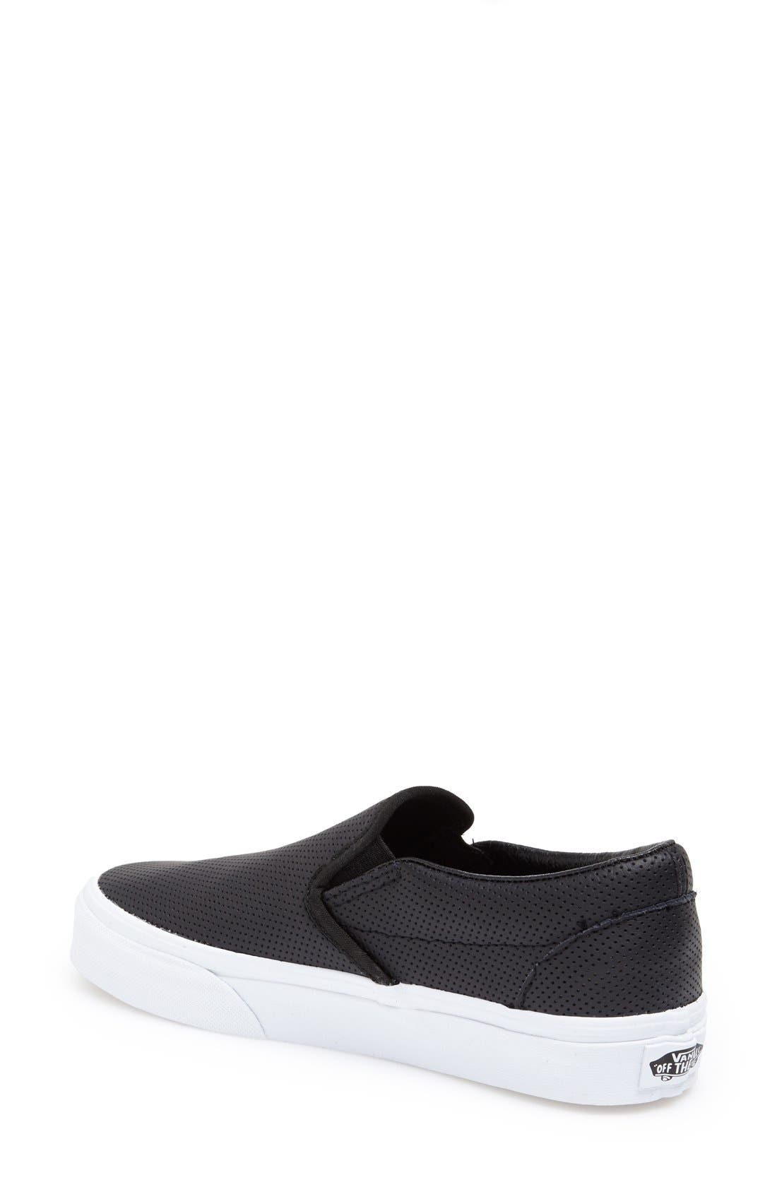 womens black slip on leather sneakers