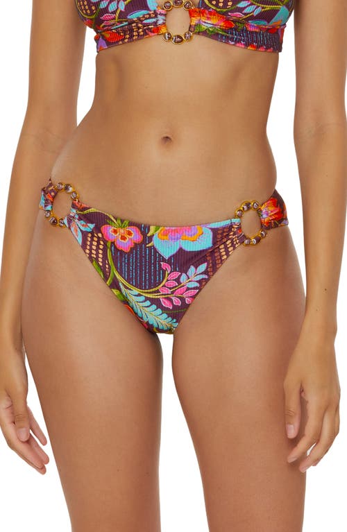 Becca Portofino Ring Bikini Bottoms In Burgundy Multi