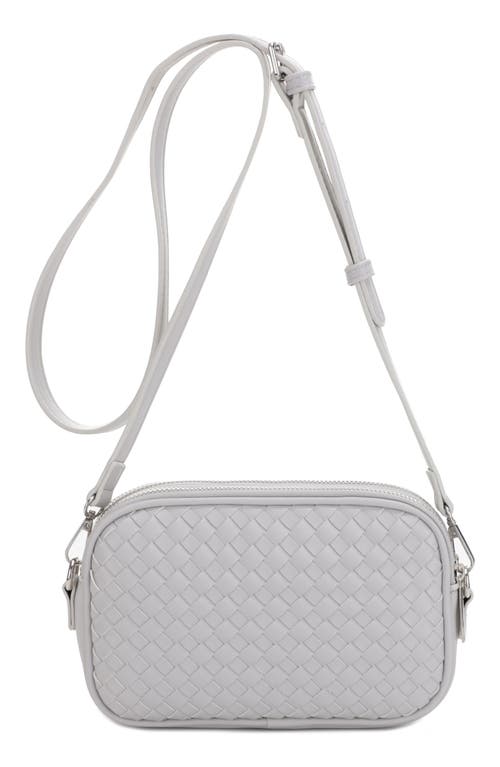 Ava Woven Vegan Leather Crossbody Bag in Light Grey