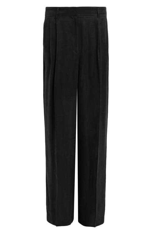 Shop Allsaints Averie Ten Pleated Wide Leg Pants In Black