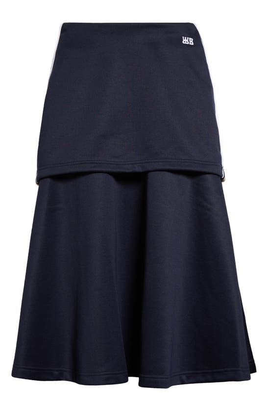 Shop Wales Bonner Mantra Layered Midi Skirt In Navy