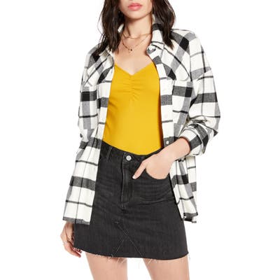 Bp. X Claudia Sulewski Oversized Flannel Shirt, Ivory