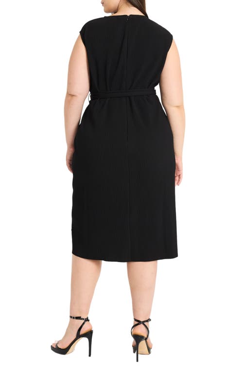 Maggy London Ribbed Midi Dress In Black
