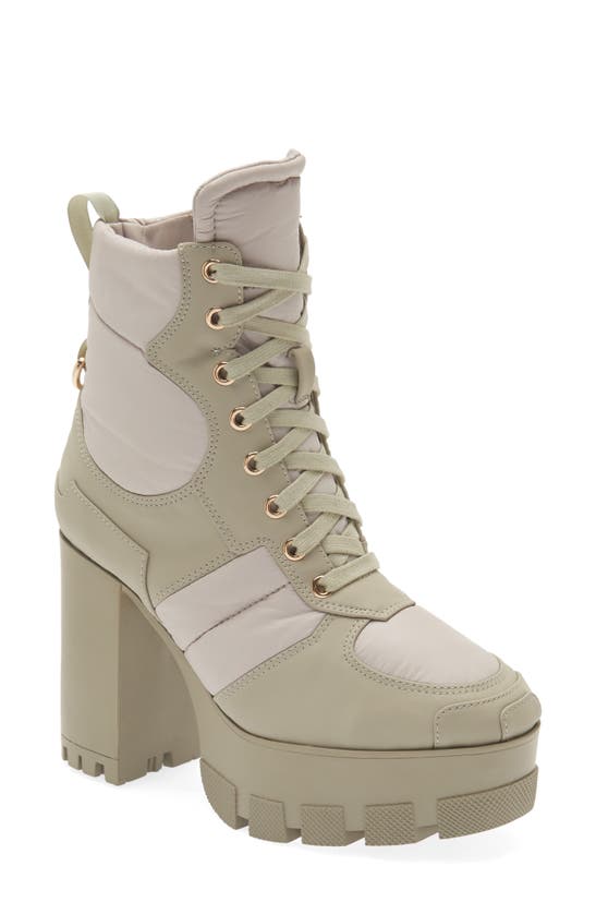 Azalea Wang Marsala Lace-up Platform Combat Boot In Green