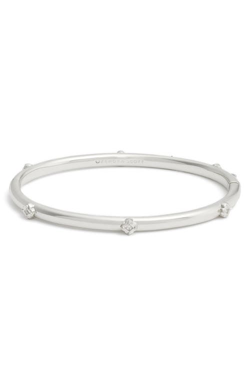 Kendra Scott Joelle Bangle in Rhodium White Crystal at Nordstrom, Size Small