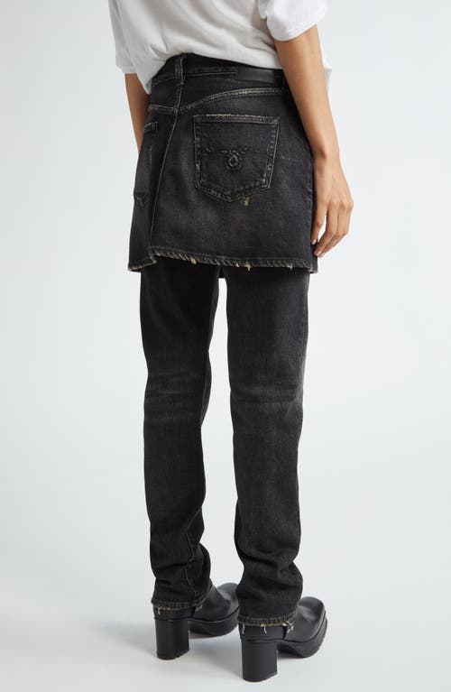 R13 Romeo Double Classic Skirted Straight Leg Jeans In Abbey Black